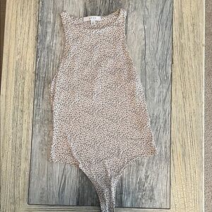 gaze Beige and Black Leopard Print Tank Bodysuit